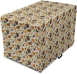 Lunarable Thanksgiving Dog Crate Cover, Boundless Harvest Theme Corn Grapes Pilgrim's Hat Turkey Wheat Food, Easy To Use Pet Kennel Cover For Small Dogs Puppies Kittens, 48 Inch, Multicolor -Dog Supplies Store 61c3HhLwlPL. AC 4