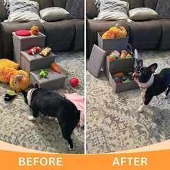 24-inch Dog Stairs For High Beds Up To 32-inch- Foldable Pet Steps For Large Dogs W/Storage- Puppy Dog Stairs To Bed- Tall Pet Stairs For High Beds- Dog Steps For Large Dog Or Small Dog -Dog Supplies Store 61hc3fHm9NL