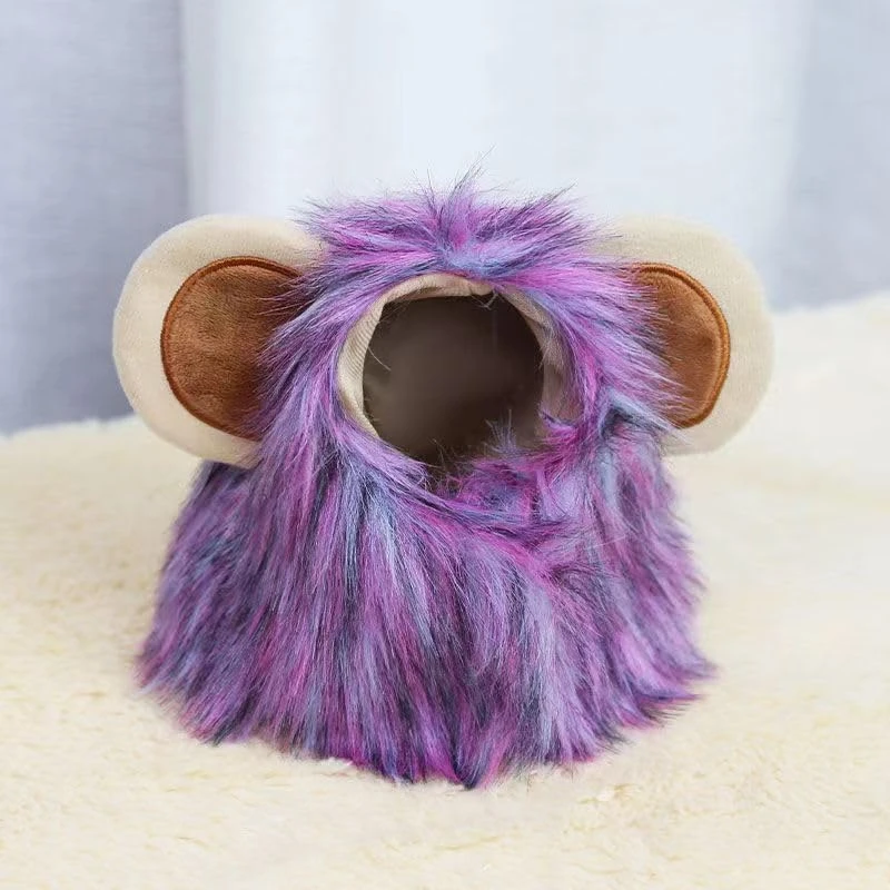 Cat And Dog Hat Lion Transformation Hood Shiba Inu Corgi Teddy Bichon Pet Adjustable Velcro Hat Pet Accessories (Small, Purple) 3 Cat And Dog Hat Lion Transformation Hood Shiba Inu Corgi Teddy Bichon Pet Adjustable Velcro Hat Pet Accessories (Small, Purple) - Image 3