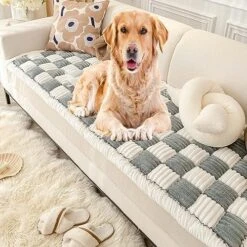ATHNO Funnyfuzzy Pet Mat Bed Couch Cover,Cream-Coloured Large Plaid Square Pet Mat Bed Couch Cover,Small/Medium/Large Size Non-Slip Thickened Pet Mat For Couch Or Floor,Bed (C,27.6x59.06 In) -Dog Supplies Store 61ovTGzbVGL. AC