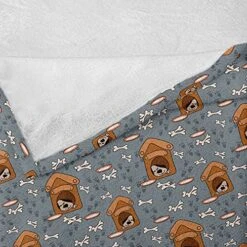 Lunarable Dog Bone Throw Blanket, Puppy Sleeping In Doghouse Pattern With Paw Printsnd Food Bowl Illustration, Flannel Fleece Accent Piece Soft Couch Cover For Adults, 50" X 70", Multicolor -Dog Supplies Store 61tYmwSVgGS